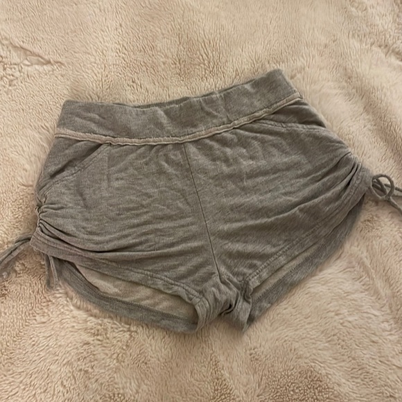 Free People FP MOVEMENT gray workout lounge soft shorts with side ties & pockets - Picture 3 of 7